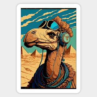 Psychedelic  Camel in Front of Pyramids Sticker